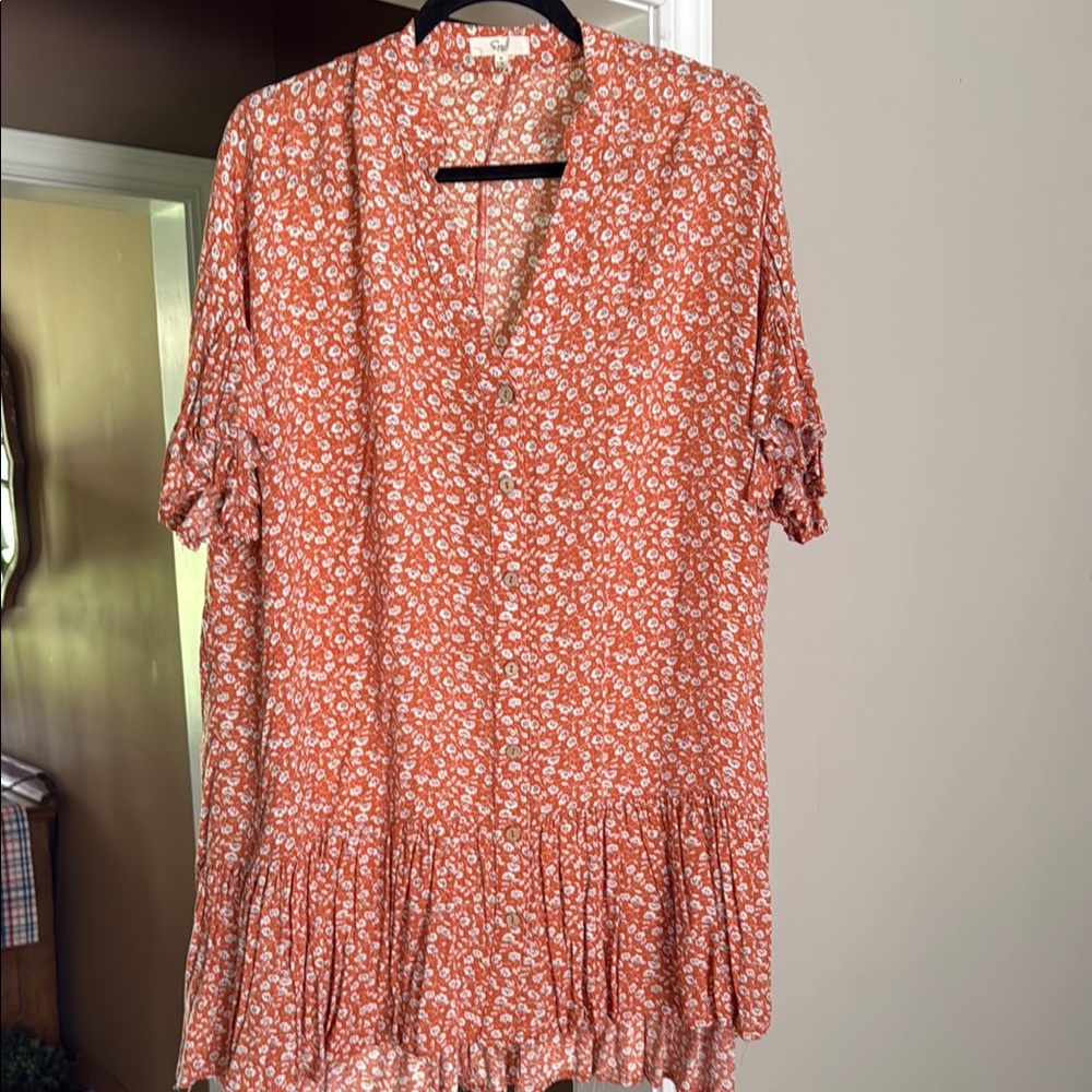 Easel Terracotta Floral dress